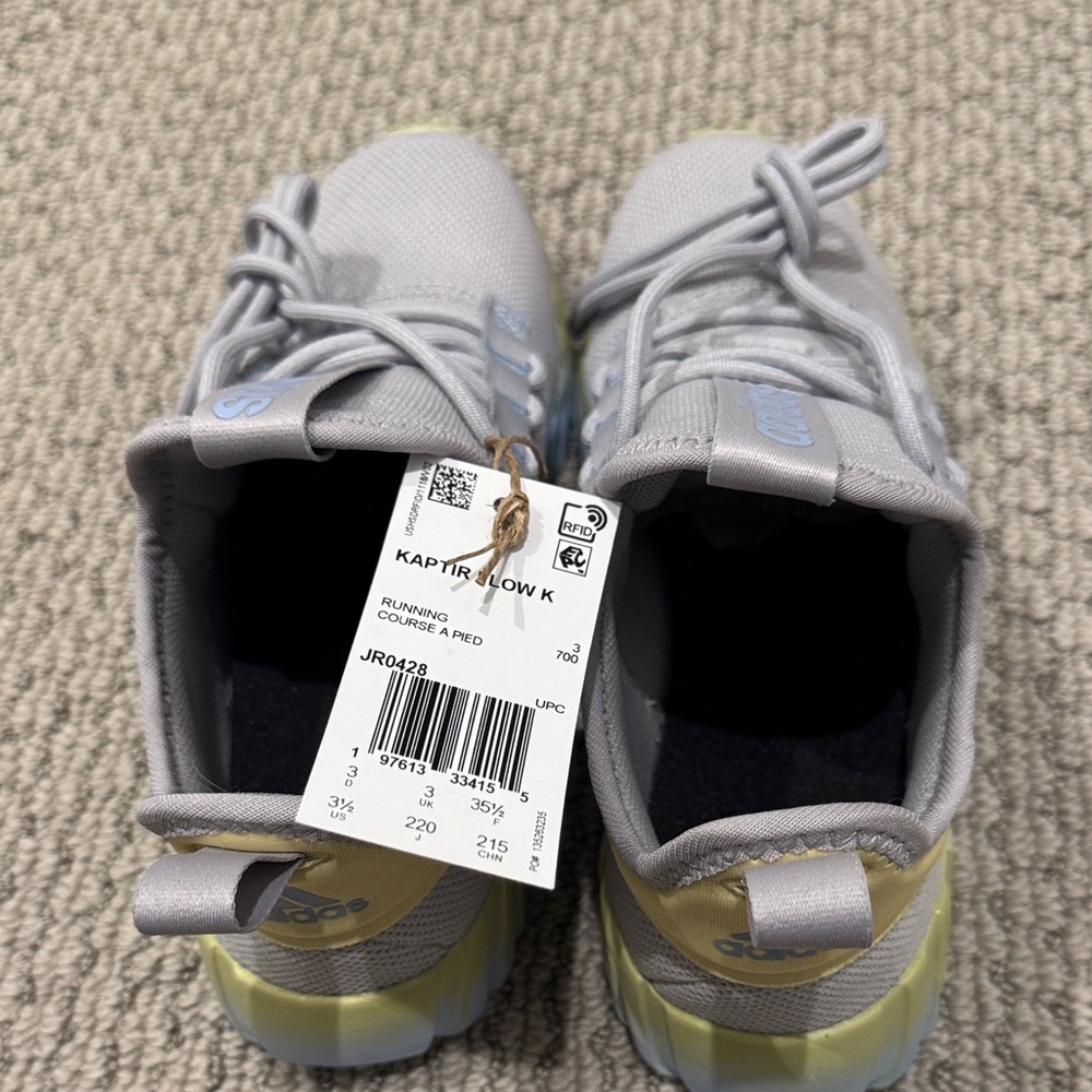 Adidas Kids Gray and Light Yellow Sneakers